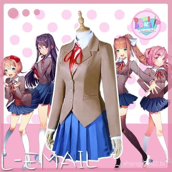 Doki Literatura Club Monika Yuri Natsuki Sayori Conjunto de Fantasia Cosplay Uniforme Escolar para Meninas JK Seifuku Gr