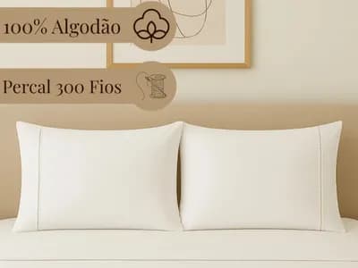 4 Fronhas 100% Algodão 300 Fios Ponto Palito Percal 70x50