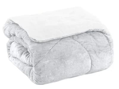 EDREDOM QUEEN PLUSH BICOLOR - CINZA
